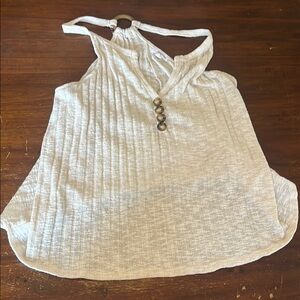 Eyeshadow Cream Ribbed Asymmetrical Tank Top